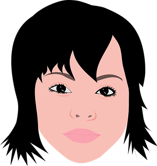 Stylized Female Face Vector PNG with transparent background