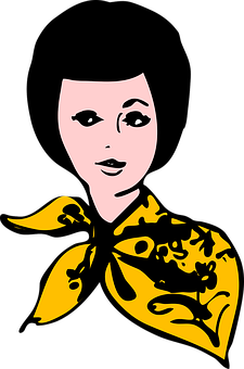 Stylized Female Face Yellow Scarf