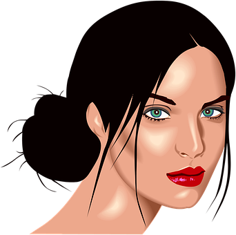 Stylized Female Portrait Vector PNG with transparent background