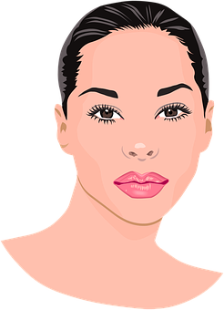 Stylized Female Portrait Vector PNG with transparent background