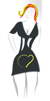 Stylized Female Silhouettewith Heart PNG image with a transparent background, free high-resolution download