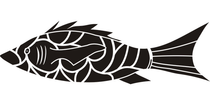 Stylized Fish Silhouette PNG with transparent background