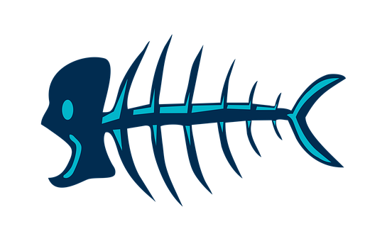 Stylized Fish Skeleton Graphic PNG with transparent background