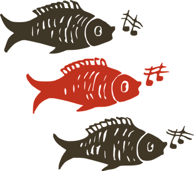 Stylized Fish Trio Illustration PNG with transparent background