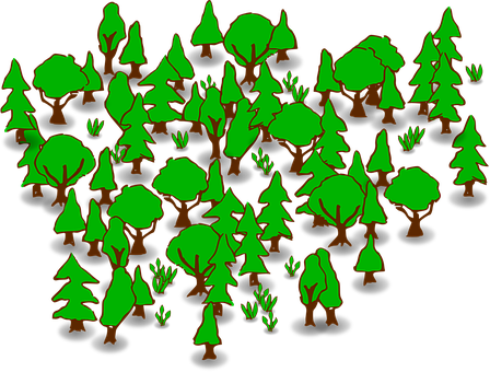 Stylized Forest Illustration PNG with transparent background