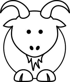 Stylized Goat Icon Blackand White PNG with transparent background