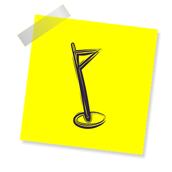 Stylized Golf Flag Iconon Yellow Postit PNG with transparent background