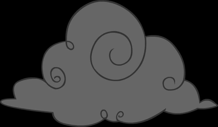 Stylized Gray Cloud Graphic PNG with transparent background
