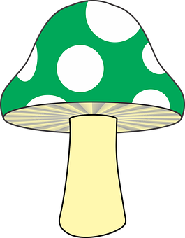 Stylized Green Mushroom Illustration PNG with transparent background