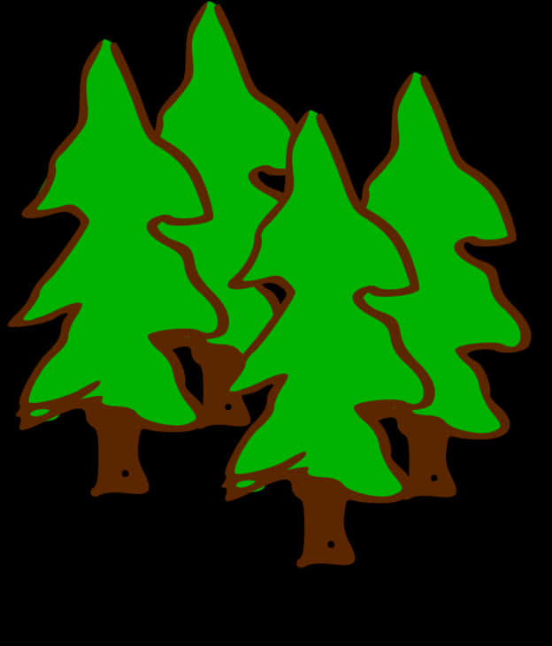 Stylized Green Pine Trees Illustration