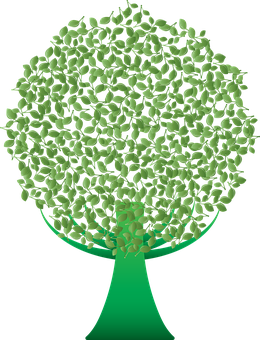 Stylized Green Tree Graphic PNG with transparent background