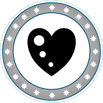 Stylized Heart Icon Circle Frame