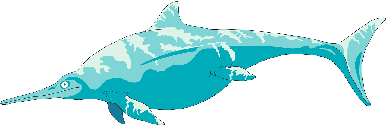 Stylized Ichthyosaur Illustration PNG with transparent background