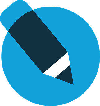 Stylized Icon Pencil Blue Background