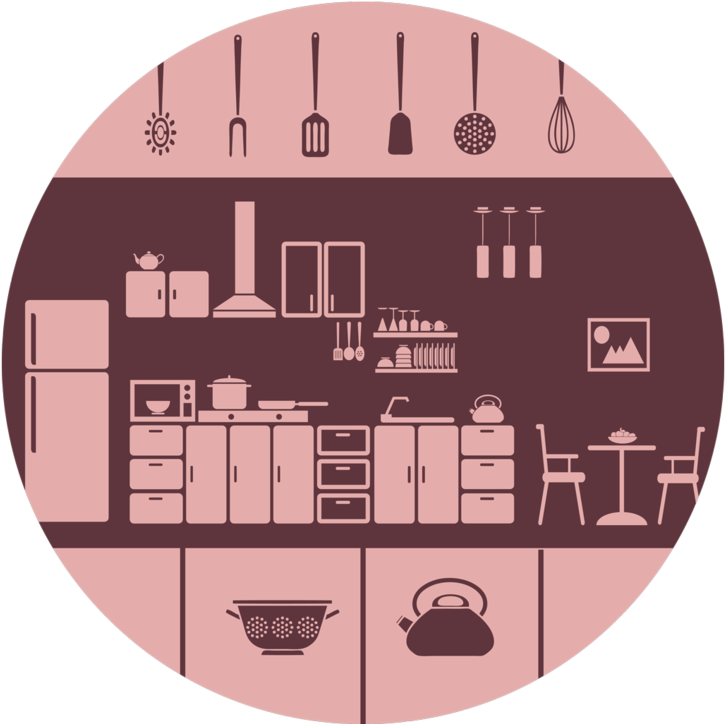 Kitchen Icons Round Placemat 'Class= - Pink Kitchen Icon, HD Png Download PNG with transparent background