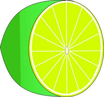 Stylized Lime Slice Graphic PNG with transparent background