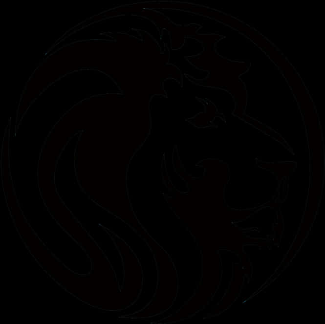 Stylized Lion Silhouette Art PNG with transparent background