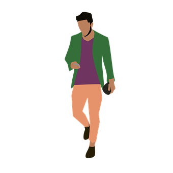 Stylized Man Walking Illustration PNG with transparent background