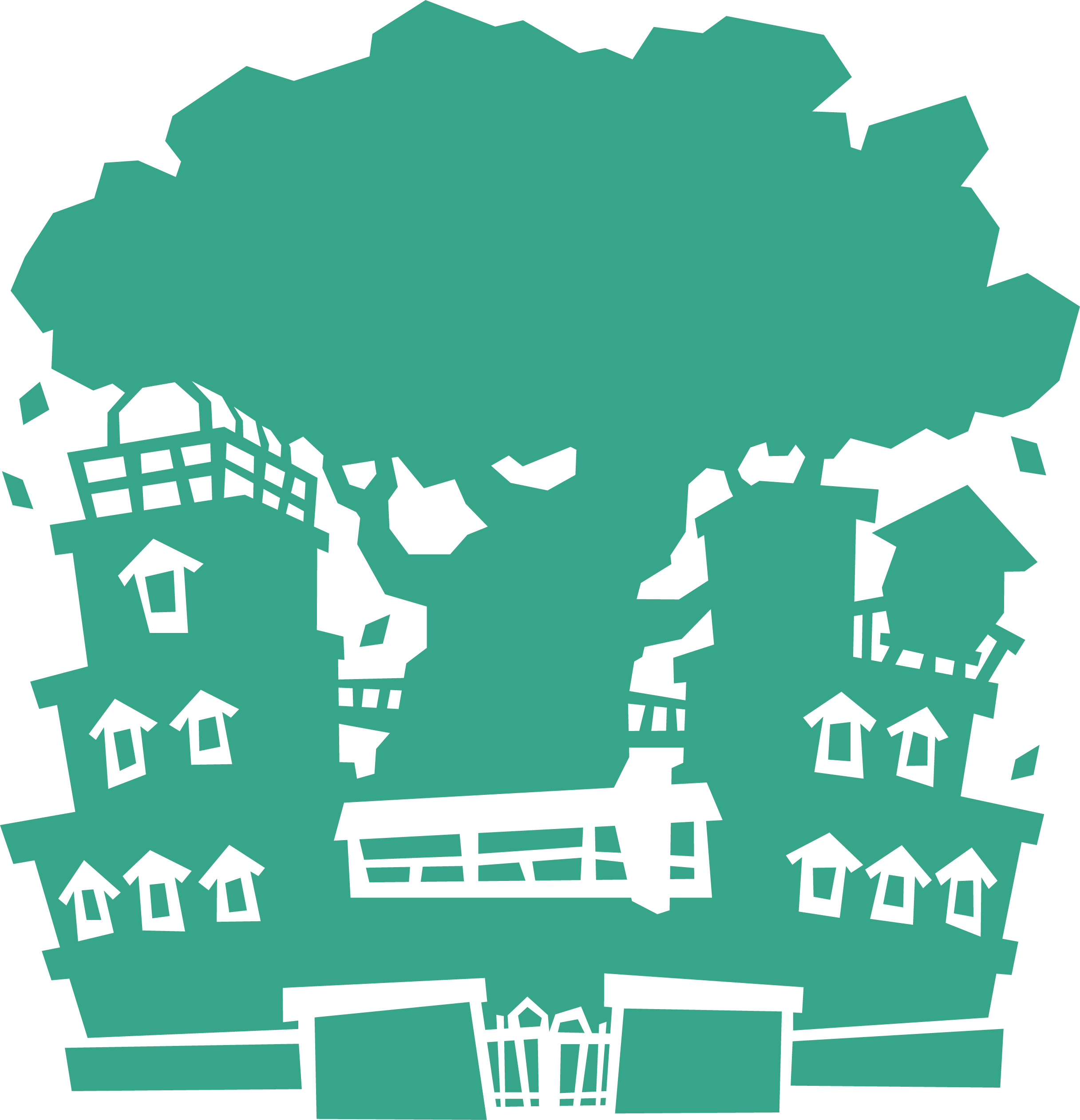 Stylized Mansion Silhouette PNG with transparent background