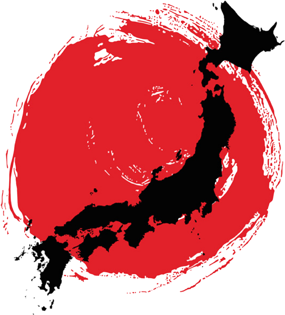 Stylized Mapof Japan PNG with transparent background