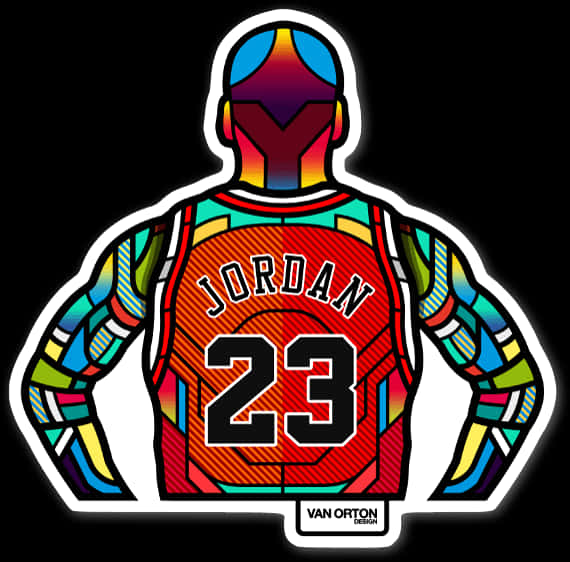 Stylized Michael Jordan23 Jersey Artwork PNG with transparent background