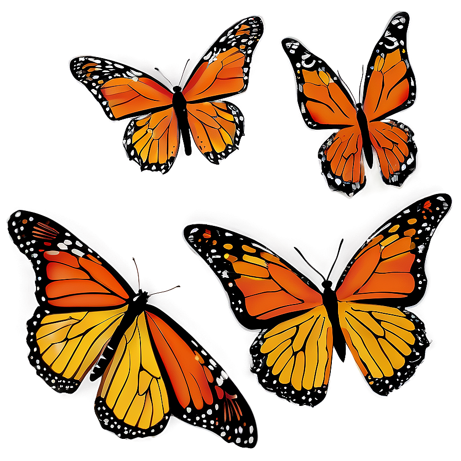 Stylized Monarch Butterflies Png Xop