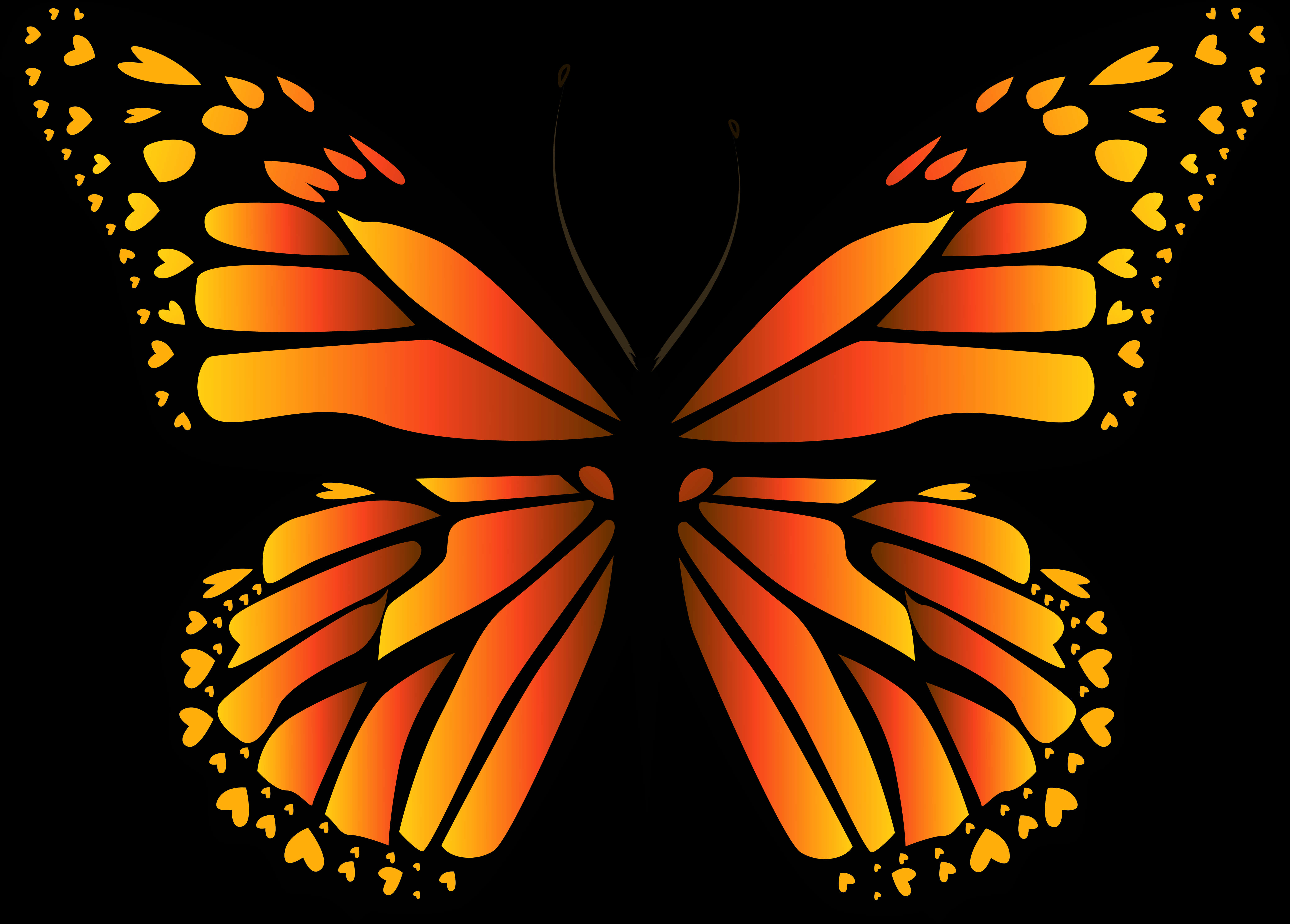 Stylized Monarch Butterfly Illustration PNG with transparent background