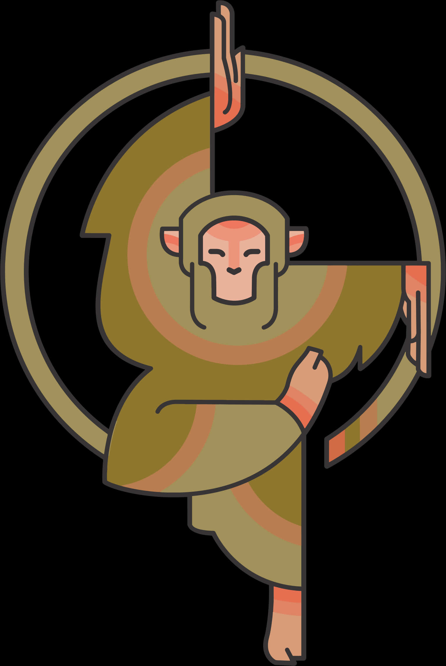 Stylized Monkey Hanging Vector