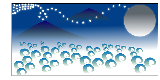 Stylized Night Ocean Scene 680x340 PNG image with a transparent background, free high-resolution download