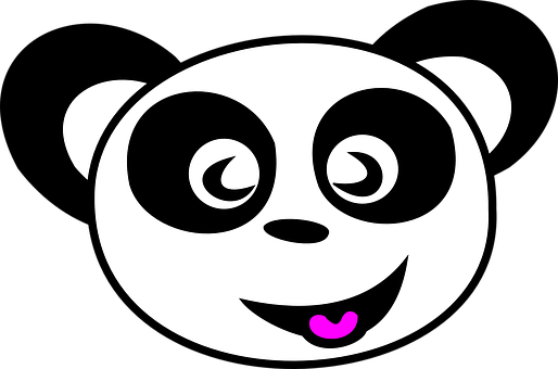 Stylized Panda Face Graphic PNG with transparent background