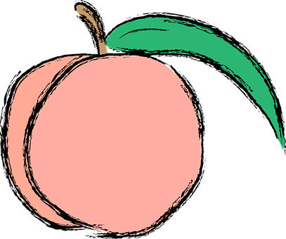 Stylized Peach Illustration PNG with transparent background
