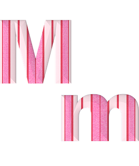 Stylized Pink Striped Letter M PNG with transparent background