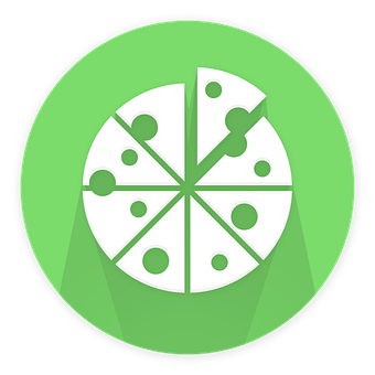 Stylized Pizza Icon Green Background PNG with transparent background