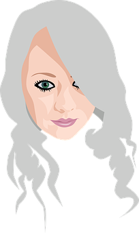 Stylized Portraitof Womanwith Silver Hair PNG with transparent background