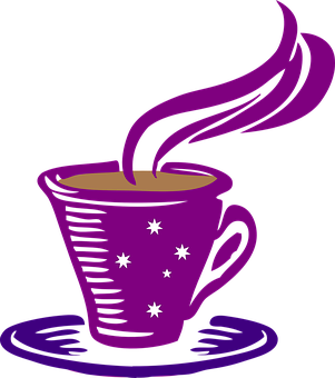 Stylized Purple Coffee Cup Graphic