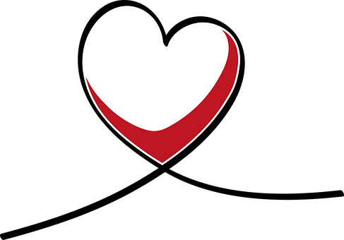 Stylized Redand White Hearton Black Background