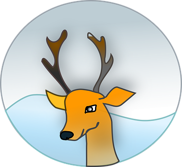 Stylized Reindeer Portrait PNG with transparent background