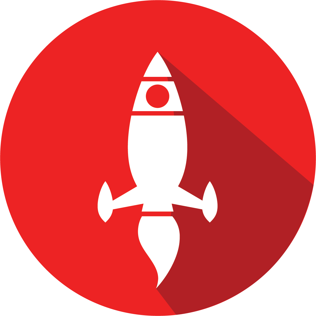 Stylized Rocket Icon Red Background