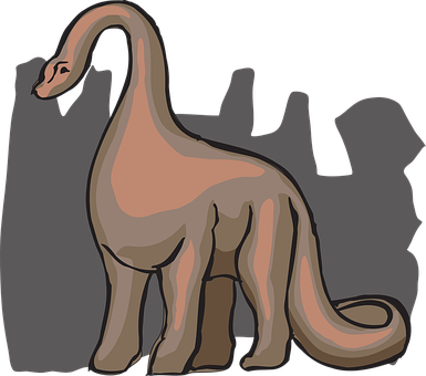 Stylized Sauropod Dinosaur Illustration PNG with transparent background
