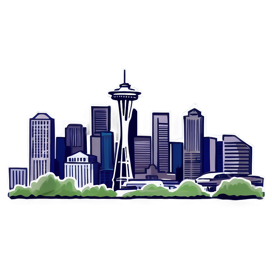 Stylized Seattle Skyline Drawing Png 06252024