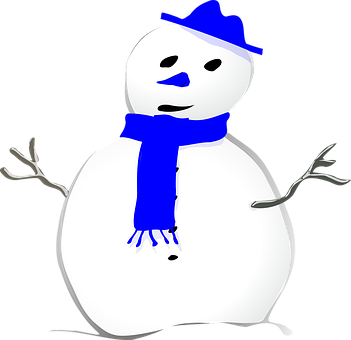 Stylized Snowmanwith Blue Accessories PNG with transparent background