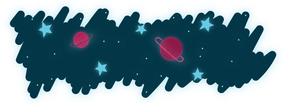 Stylized Space Scene PNG with transparent background