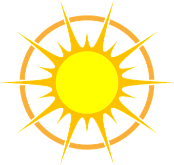 Stylized Sun Graphic PNG with transparent background