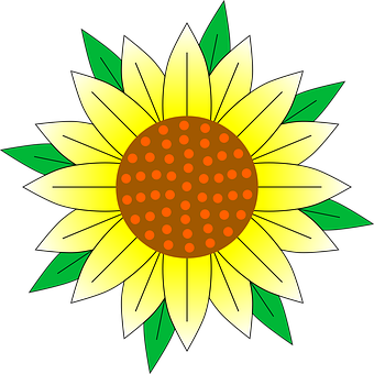 Stylized Sunflower Graphic PNG with transparent background