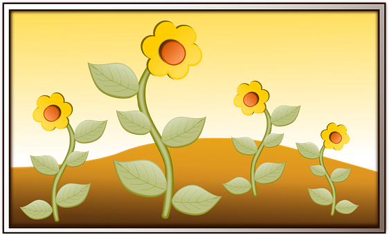 Stylized Sunflowers Artwork PNG with transparent background