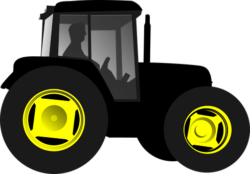 Stylized Tractor Graphic PNG with transparent background