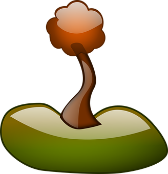 Stylized Treeon Grassy Hill PNG with transparent background
