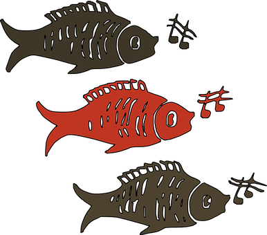 Stylized Trioof Fish Illustration PNG with transparent background