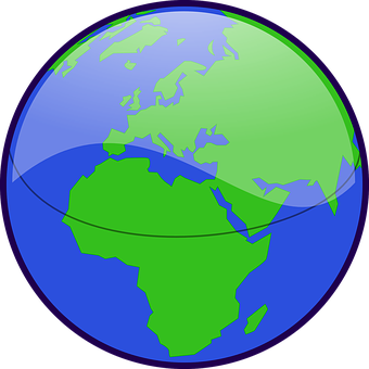 Stylized Vector Globe Africa Europe PNG with transparent background