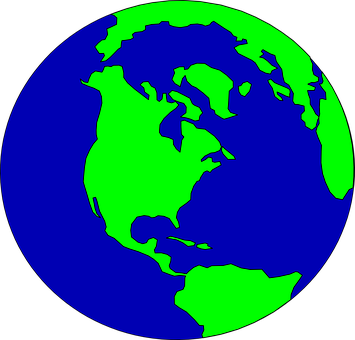 Stylized Vector Globe Western Hemisphere PNG with transparent background